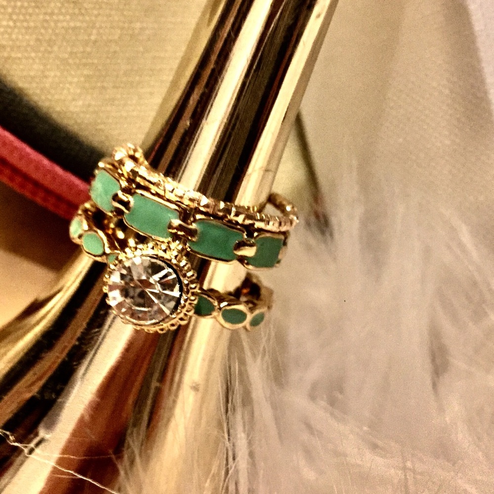 3pc Turquoise Ring Set - Picture 1 of 2